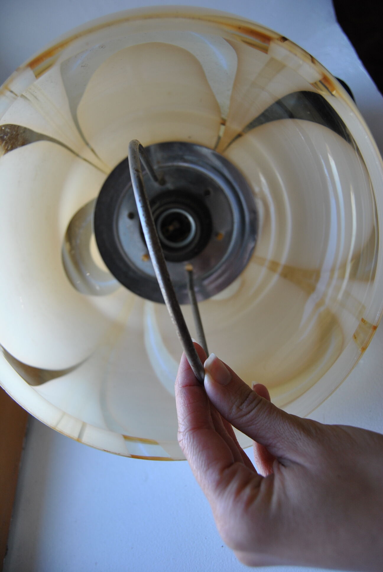 Two-color glass kitchen chandelier 70s