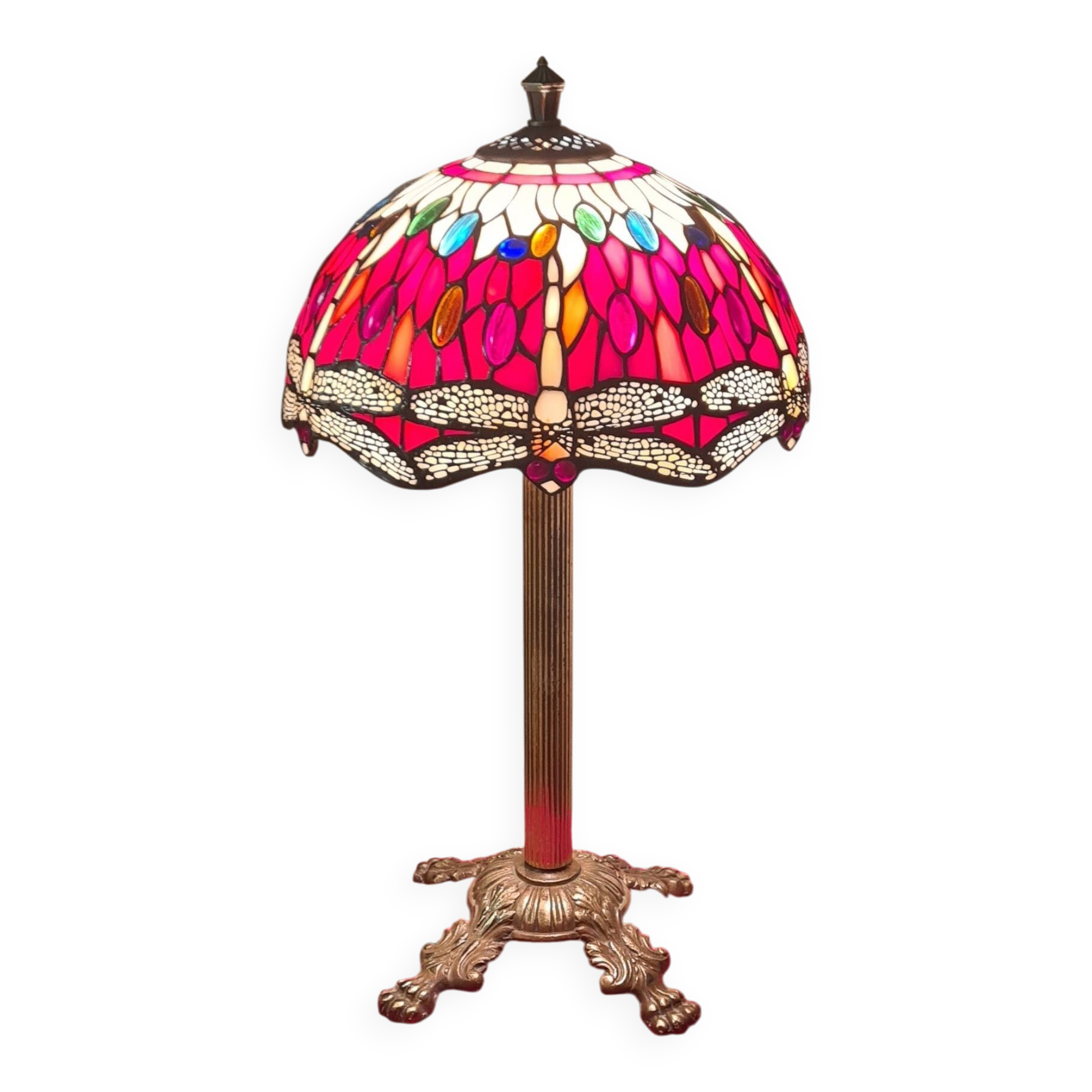 antique bronze lamp, glass paste lampshade, electrically redone