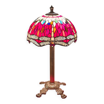 lampe ancienne bronze abat jour pate de verre ,elec refait a