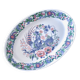 Large vintage Italian oval dish decorated with birds, flowers and fruits