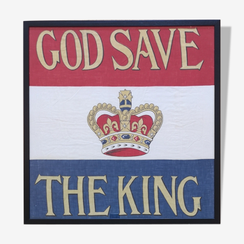 God save the king - drapeau du couronnement britannique encadré, roi george vi