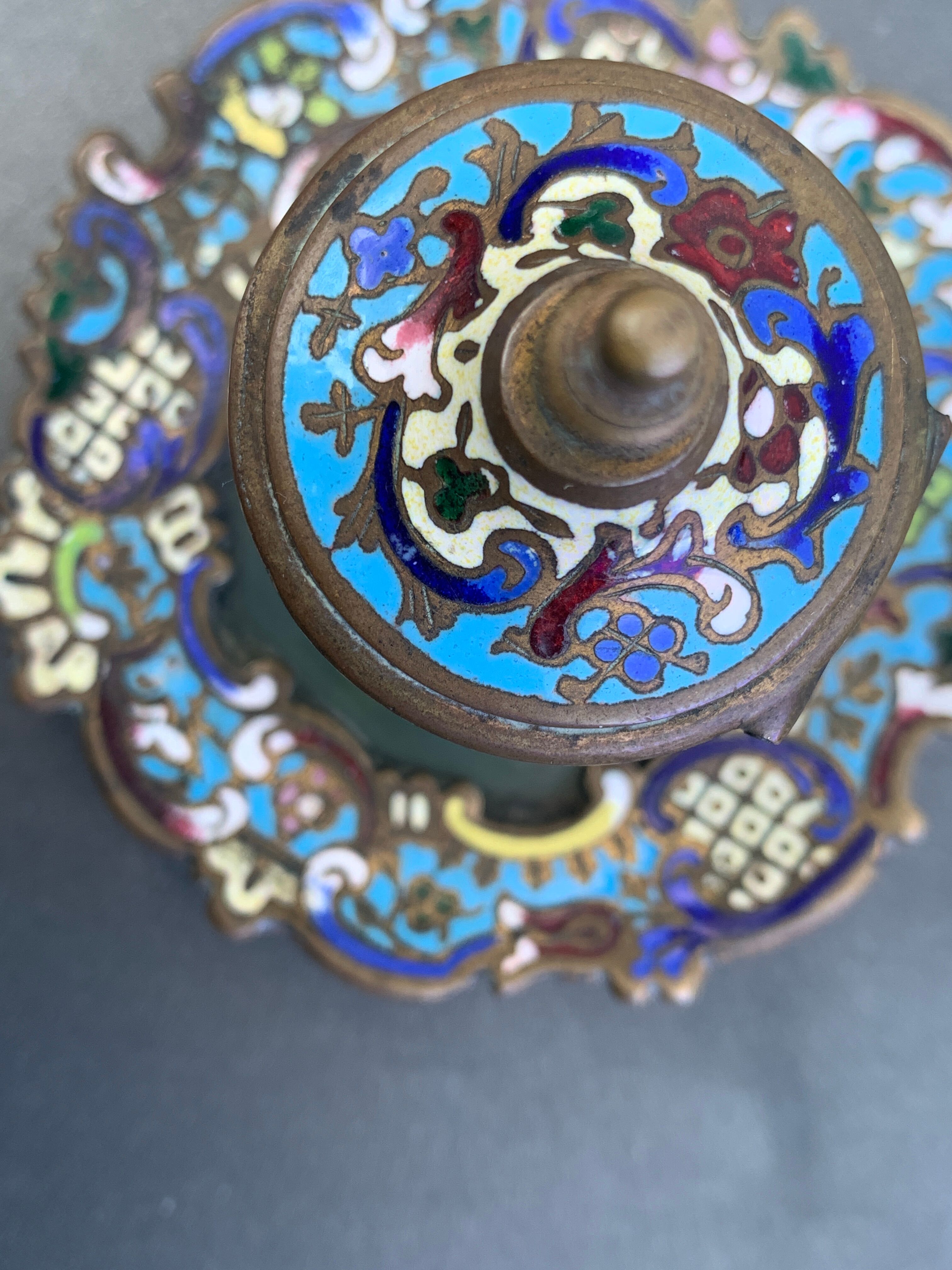 Bronze inkwell, cloisonné enamels, Napoleon III era