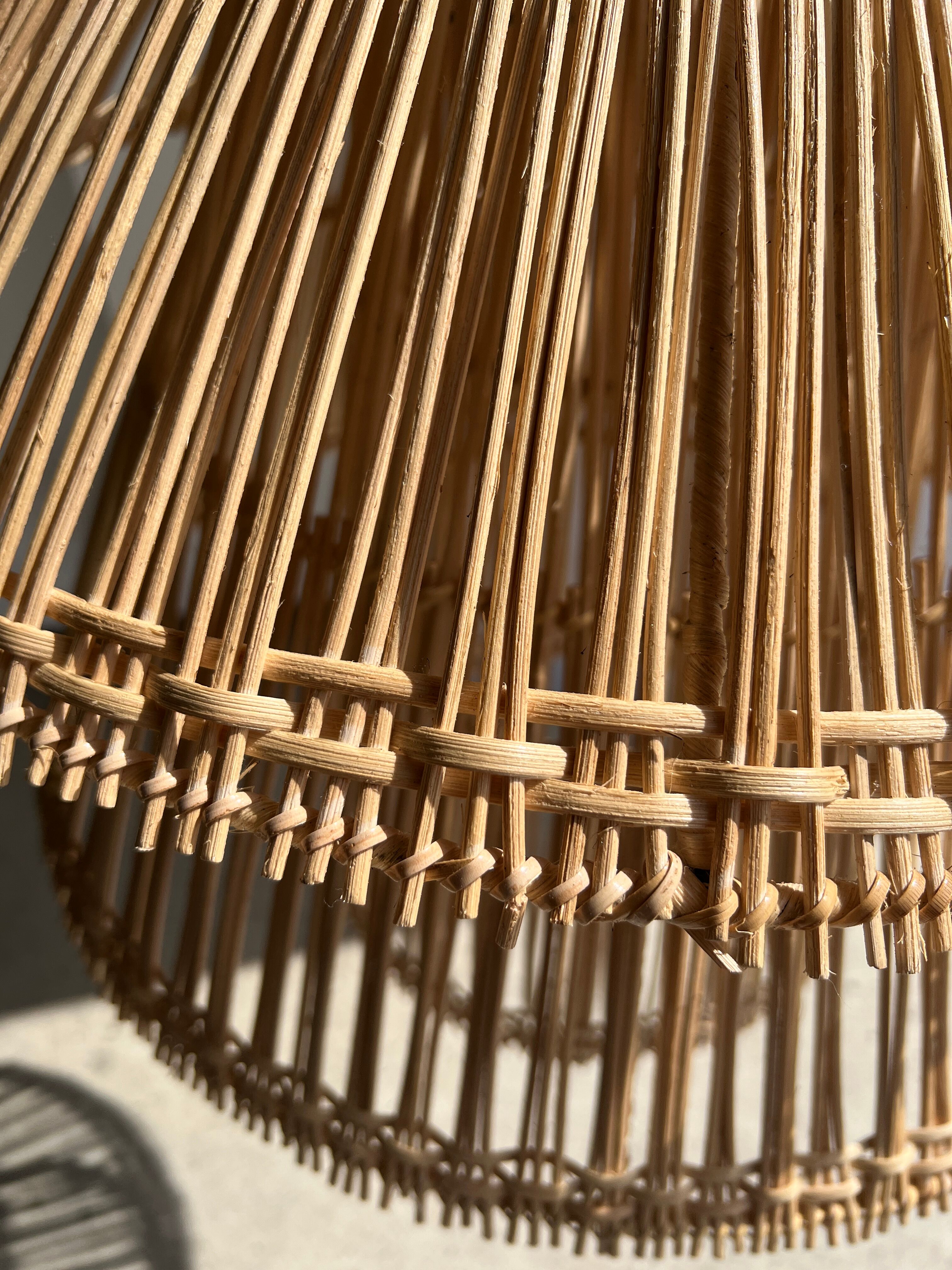 Rattan pendant lamp or light in the shape of an Asian lantern