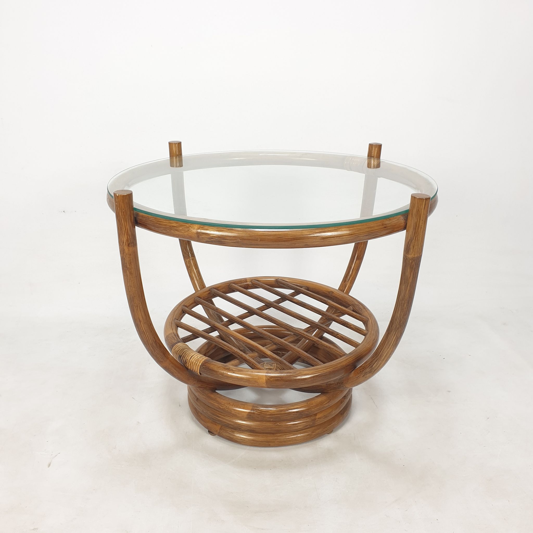 Table basse italienne en bambou, années 1980