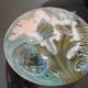 2 plates with asparagus / artichaud Barbotine 19th