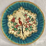 Old Longwy enamelled bird plate