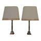 Pair of chrome and brushed metal lamps