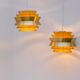 Brass-coloured metal pendant Trava lamps by Carl Thore, Sweden from Granhaga Metallindustri, 1960s, set of 2