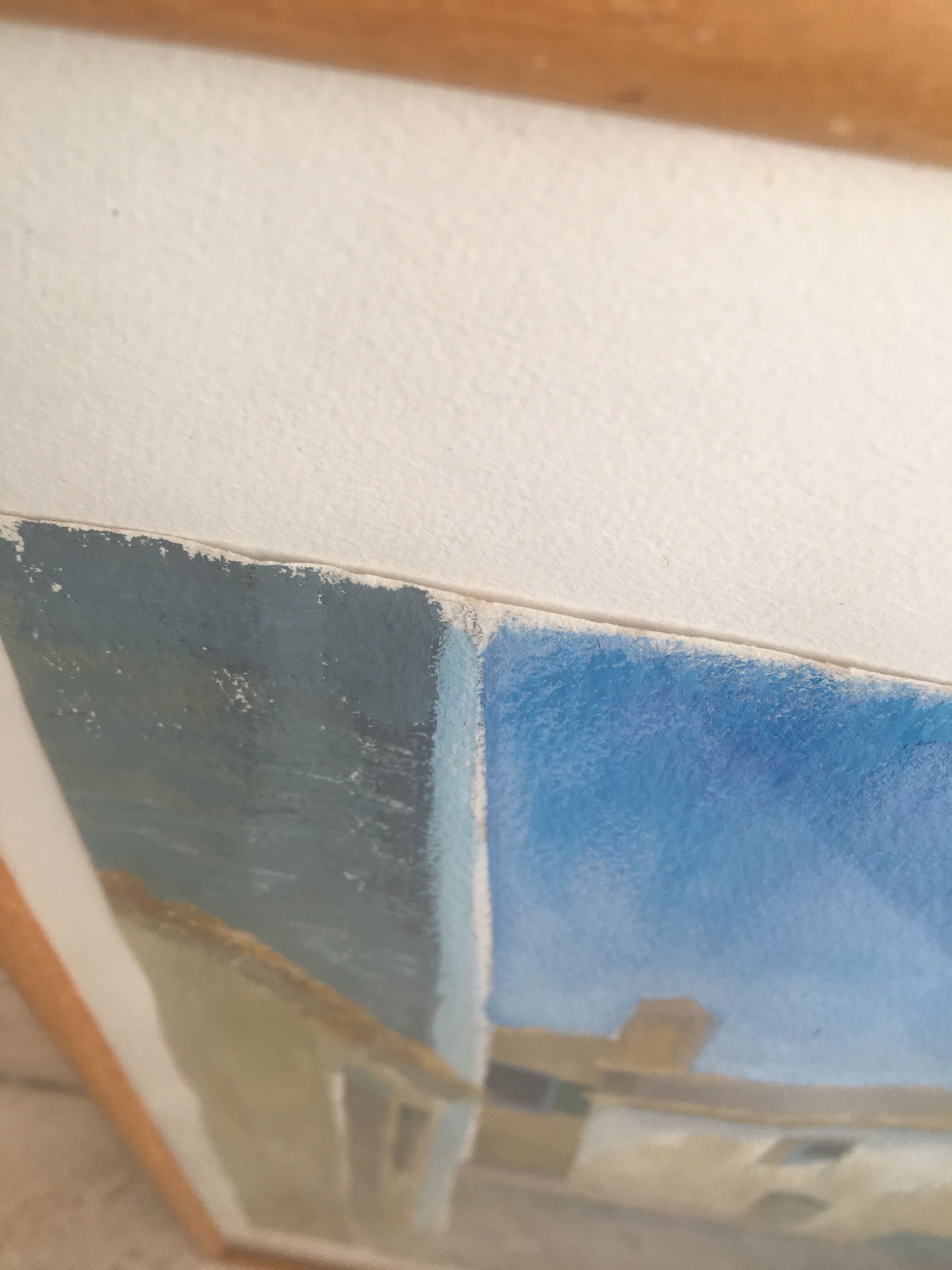 Oil on paper, glazed wood frame