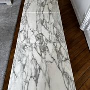 3 tables Florence Knoll – white marble type Calacatta & chrome steel