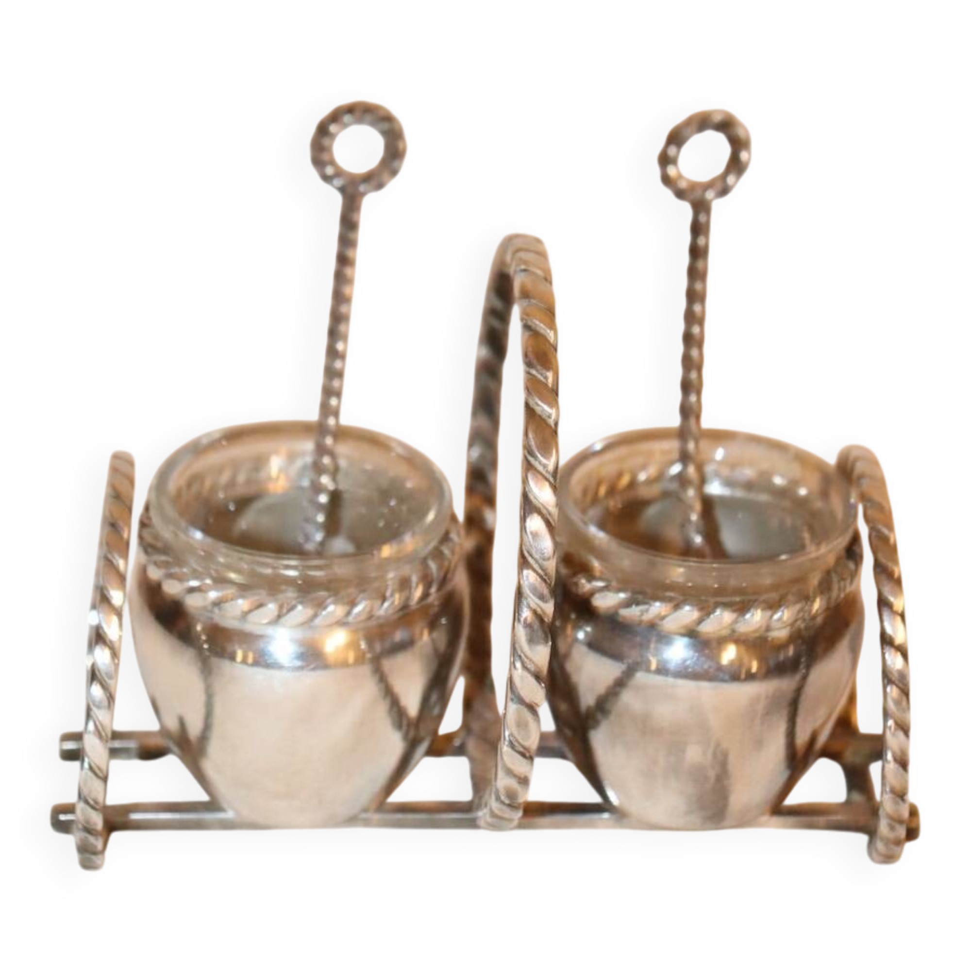 Silver-plated metal salt and pepper shakers