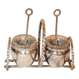 Silver-plated metal salt and pepper shakers