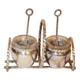 Silver-plated metal salt and pepper shakers