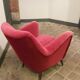 Pair of organic armchairs from the 50s red velvet
