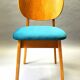 Suite de 6 chaises années 50 velours bleu canard