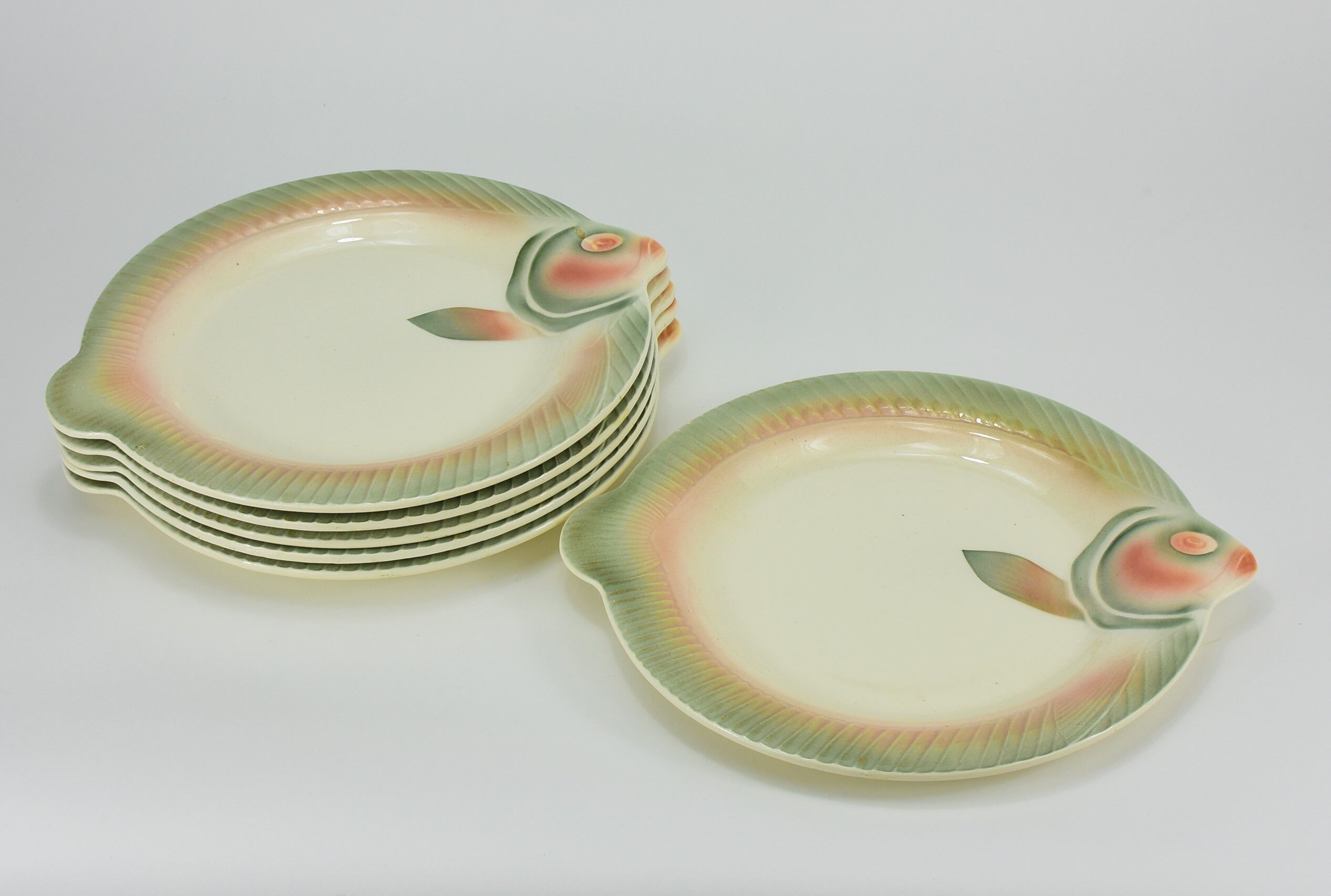 Set of 6 Digoin fish plates