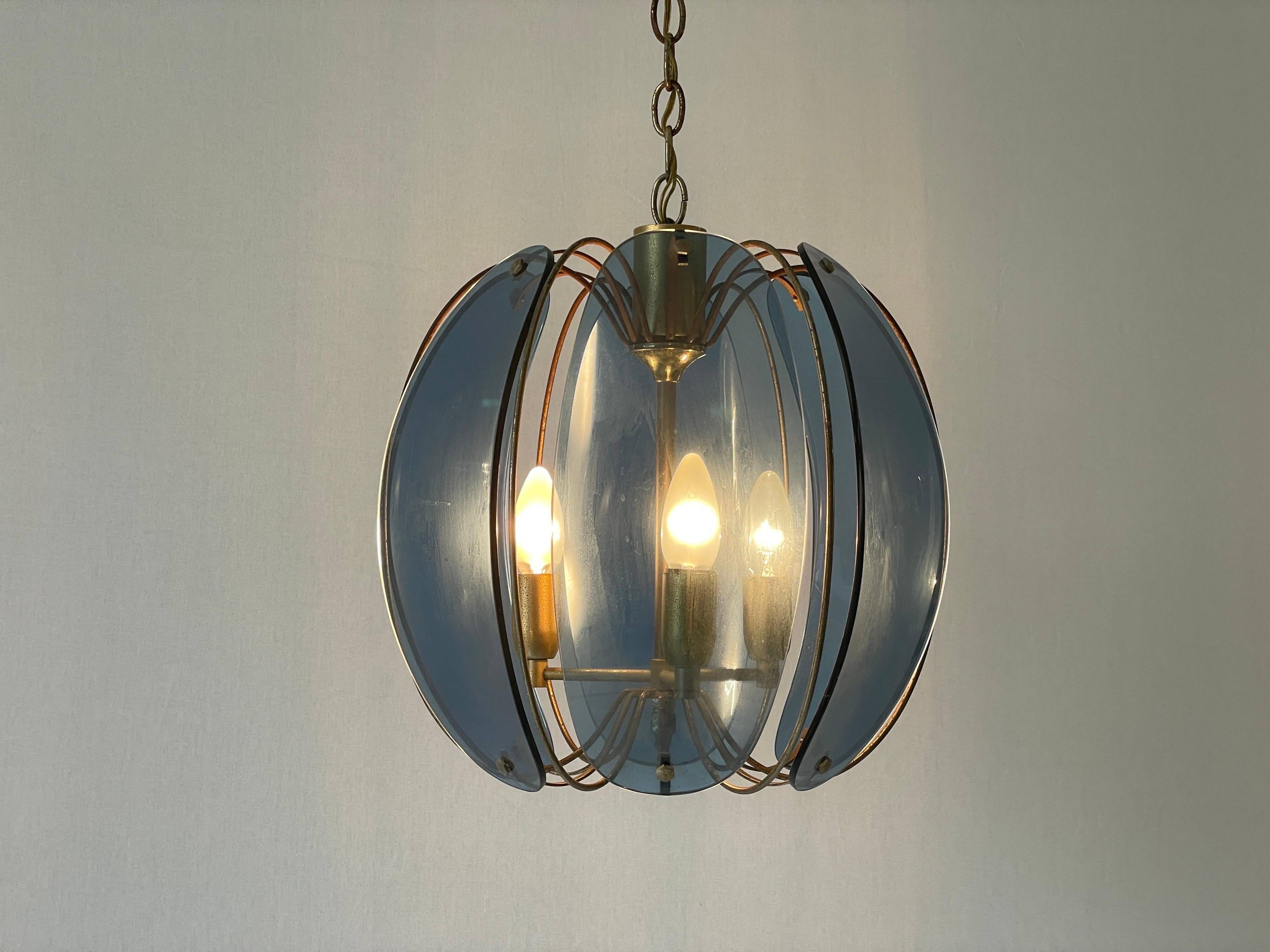 Blue glass ceiling light with exclusive Italian design by VECA, 1960s, Italy.