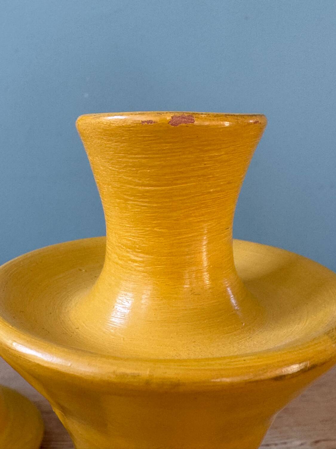 Two yellow ocher Tamegroute candle holders