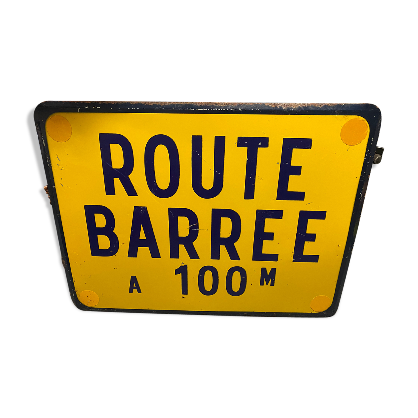 Old sign road on Rue Barrée deco loft workshop indus enamelled plate