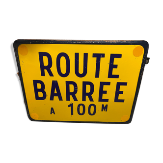 Old sign road on Rue Barrée deco loft workshop indus enamelled plate