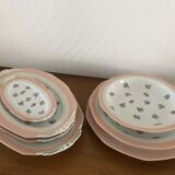 7 dishes Vintage Limoges porcelain pink and gold floral motifs