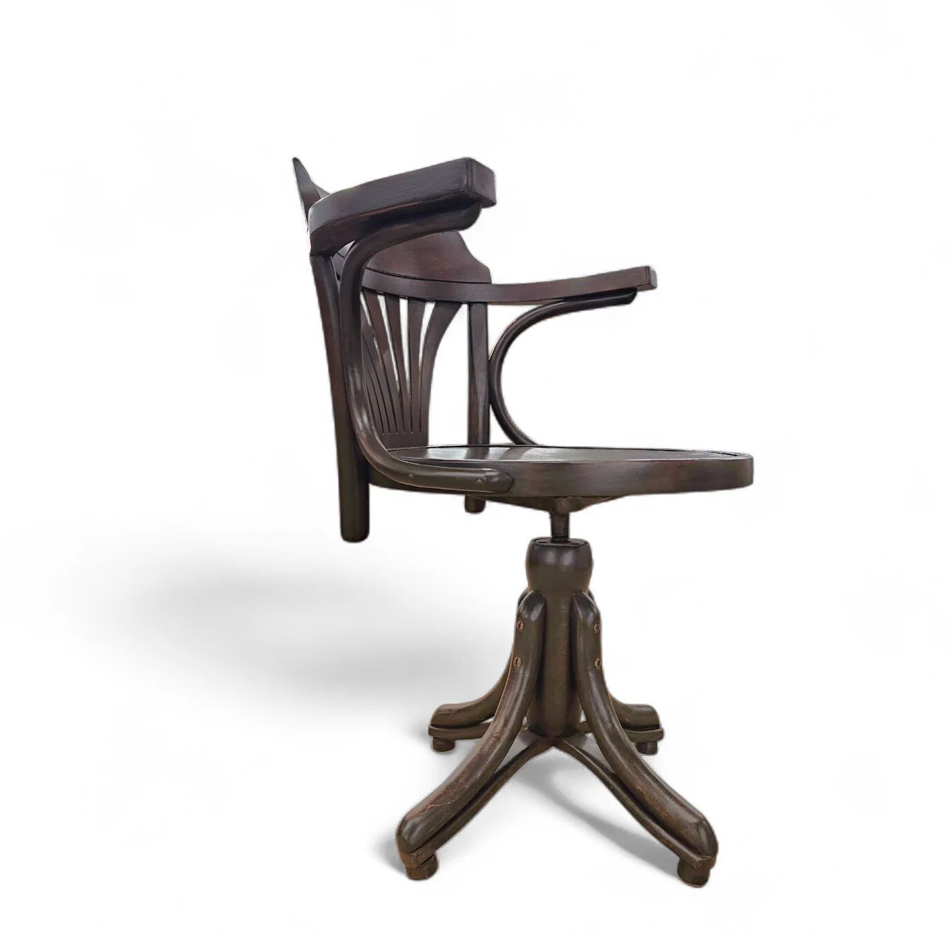 Chaise de bureau pivotante en bois cintré de style sécession viennoise / Art Nouveau