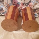 Beautiful pair of segmented wood design vases