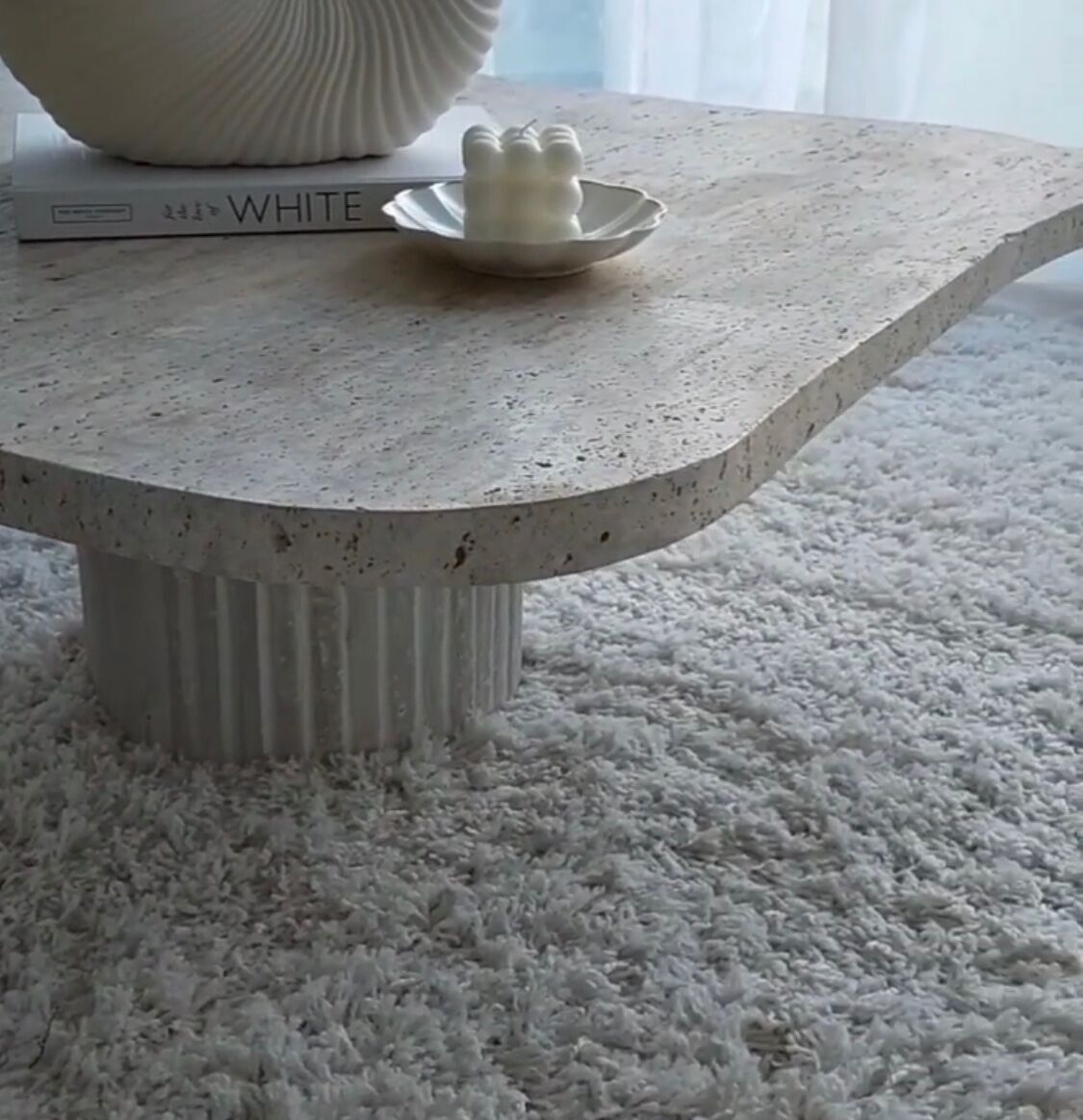 Athena irregular coffee table in natural travertine