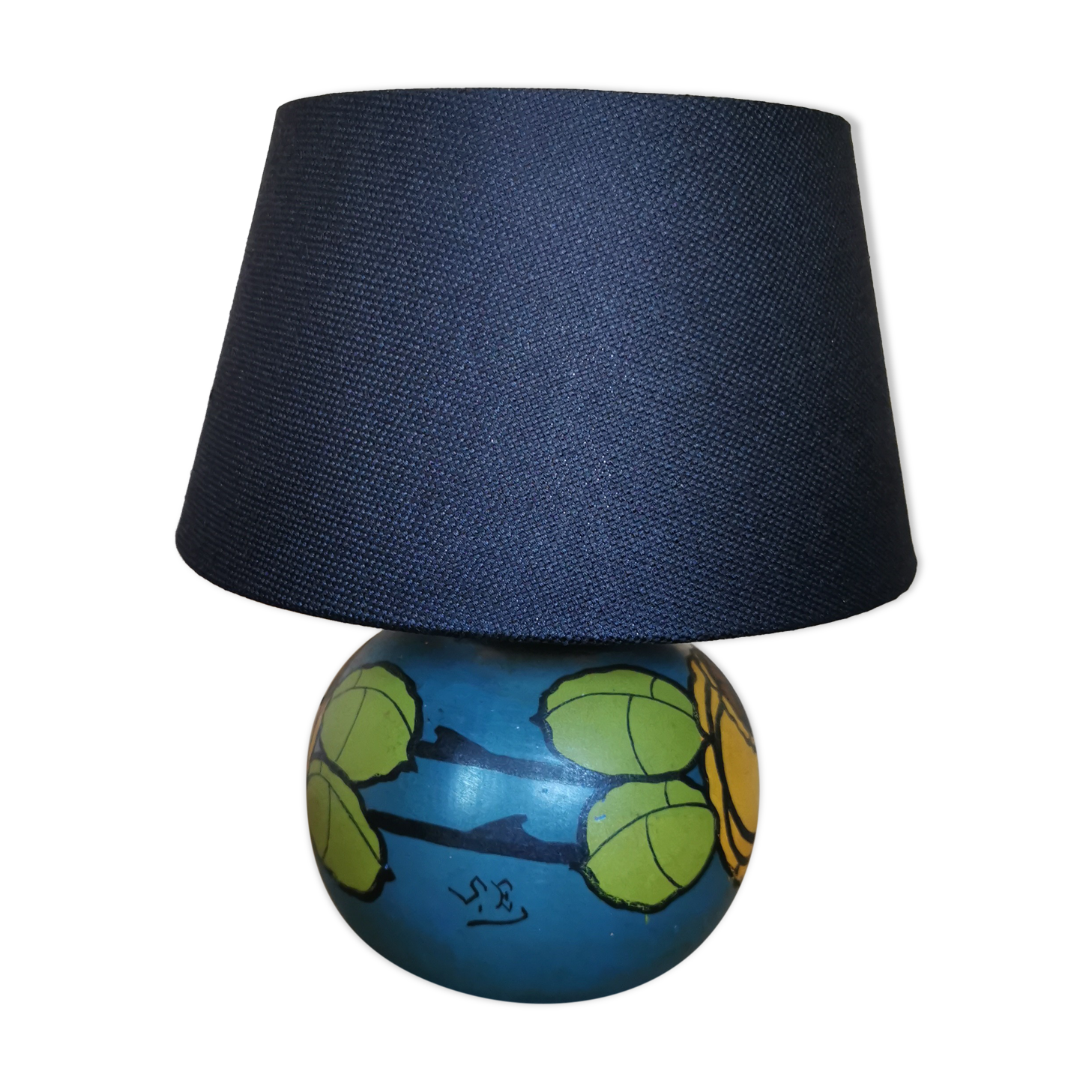 Art Deco painted ceramic globe lamp