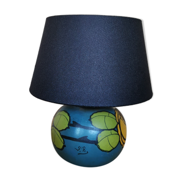 Art Deco painted ceramic globe lamp