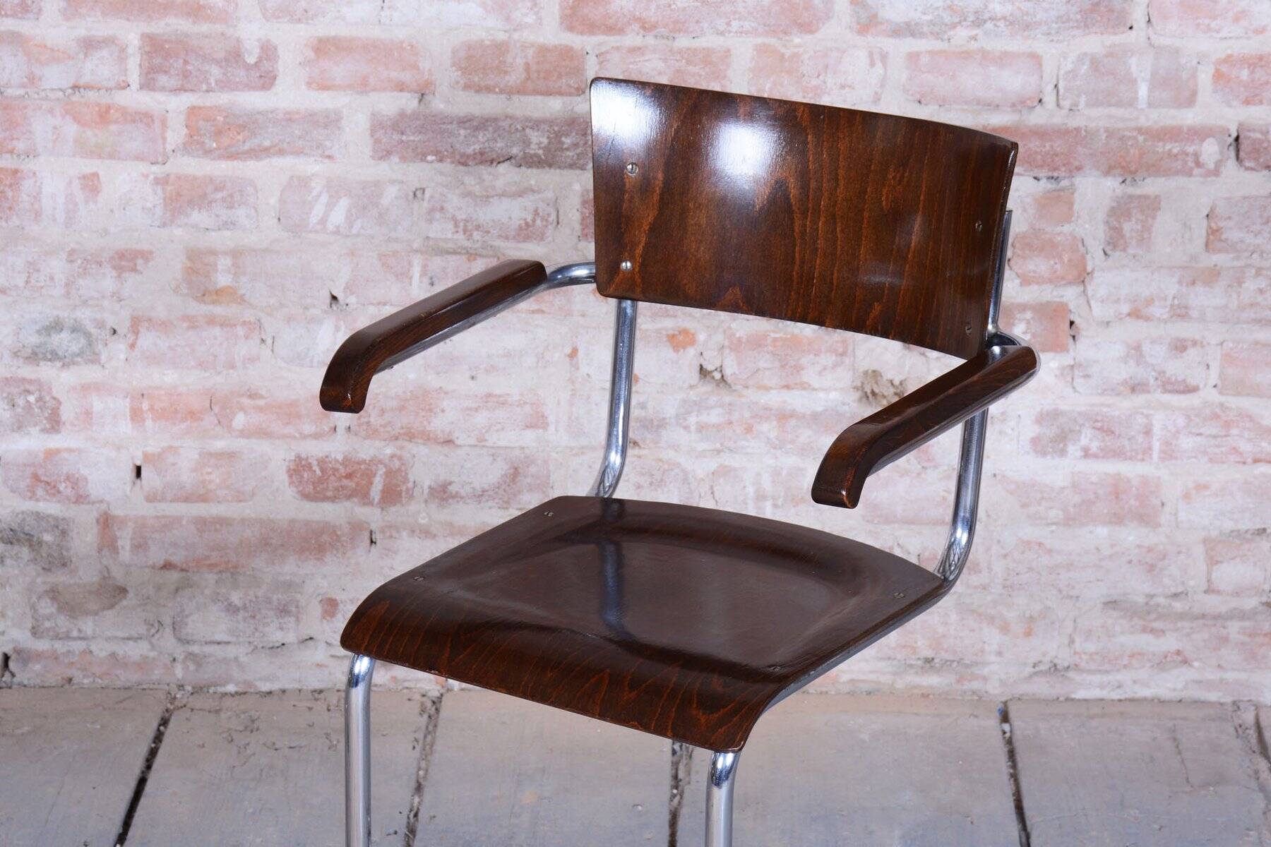 Bauhaus Chairs in Beech by R. Slezák, 1930s, Set of 2