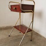 Metal and wood bedside table 1960/1970