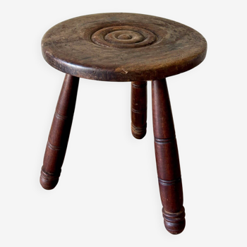 Dark wood tripod stool