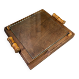 Wood and glass bamboo plateau
