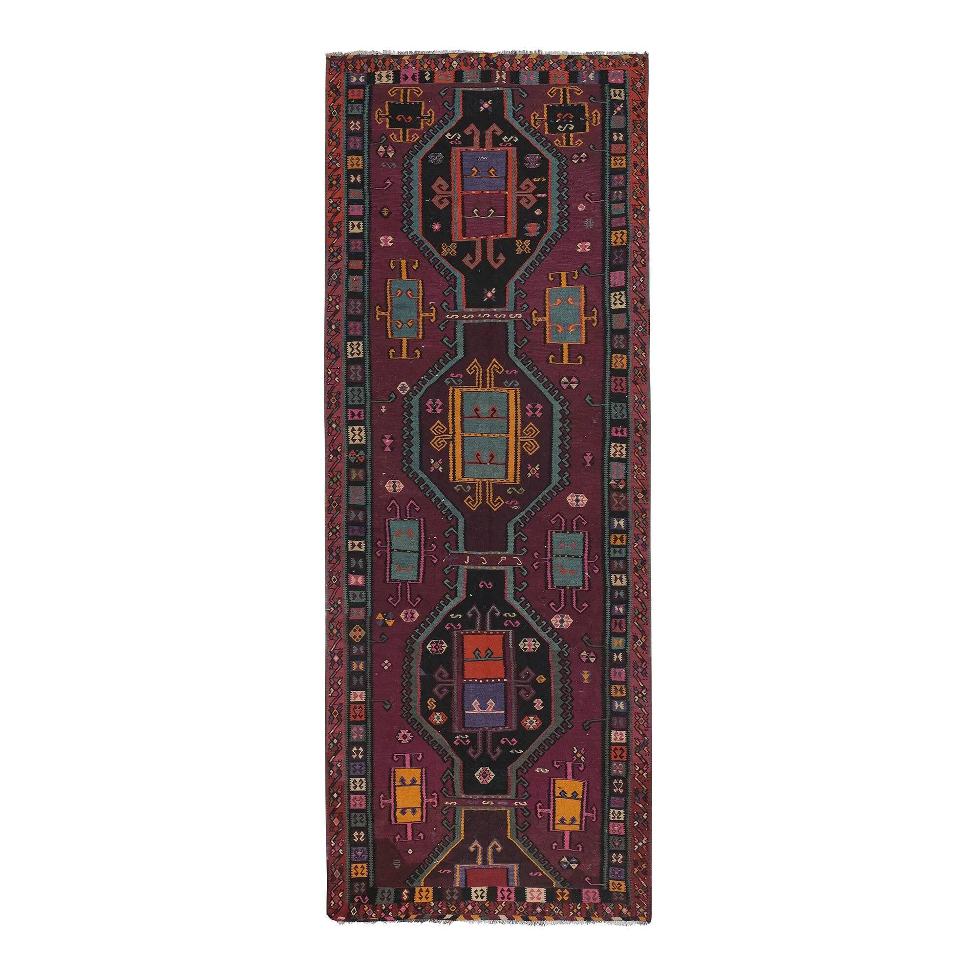 Vintage Turkish hallway rug 190x500 cm
