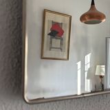 Vintage 1960 triptych mirror barber Mirbel blue Klein lizard imitation - 27