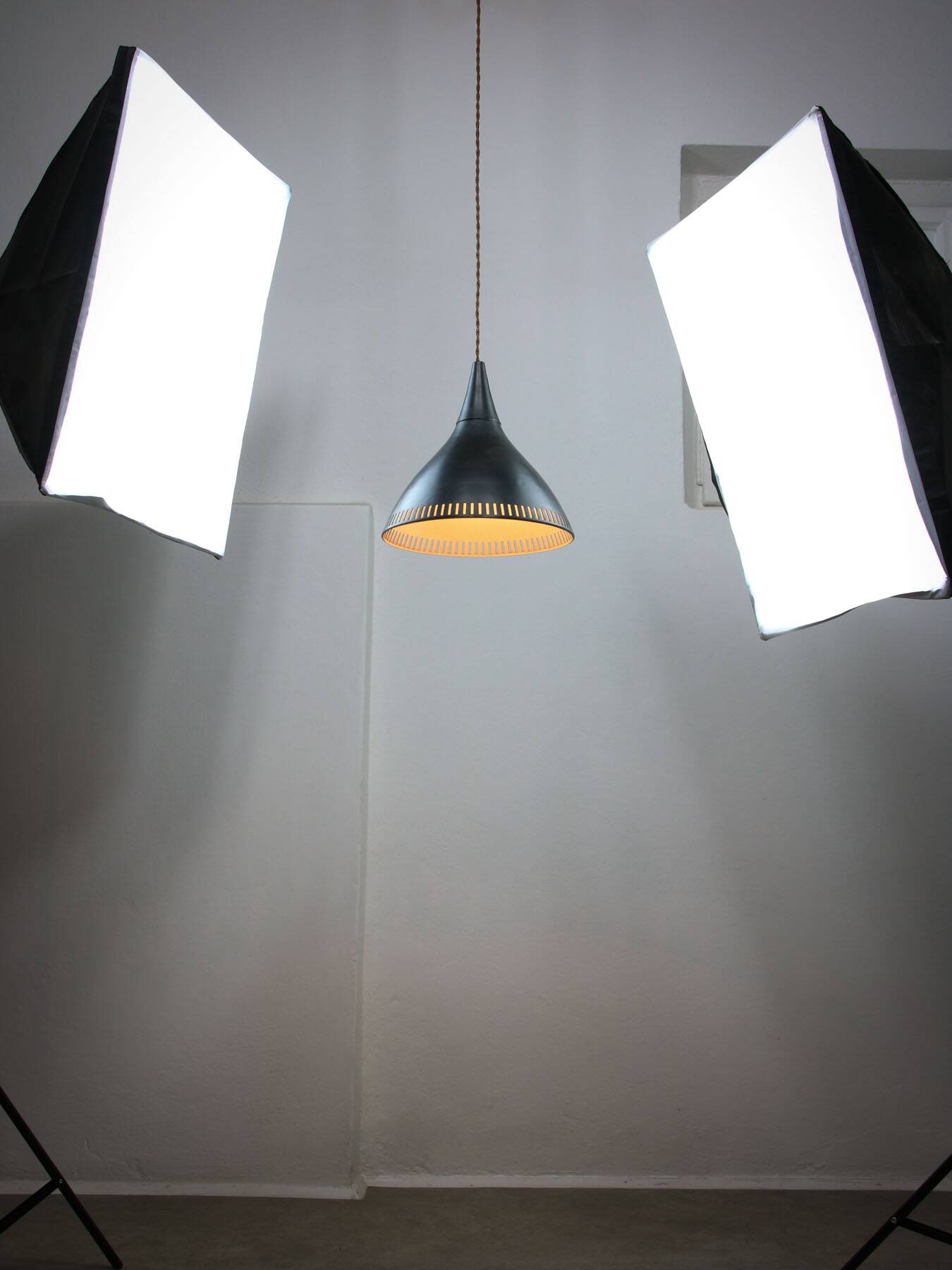 Vintage Italian Black Metal Pendant Lamp