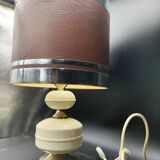Seventies 40 steel beige brown chrome lamp