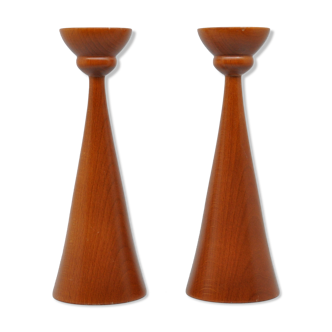 Pair of candlesticks teak