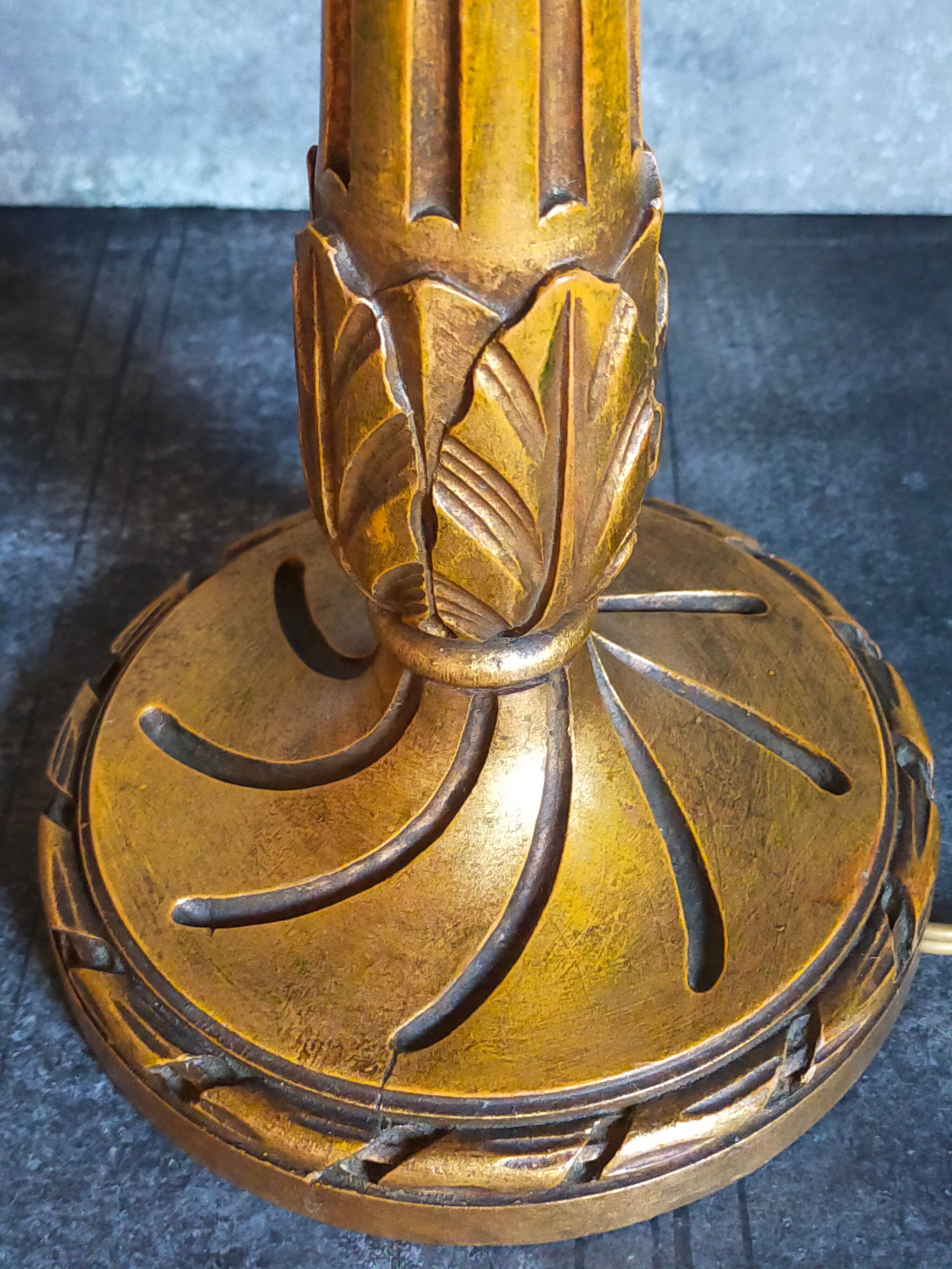 Lamp foot turned carved antique patina