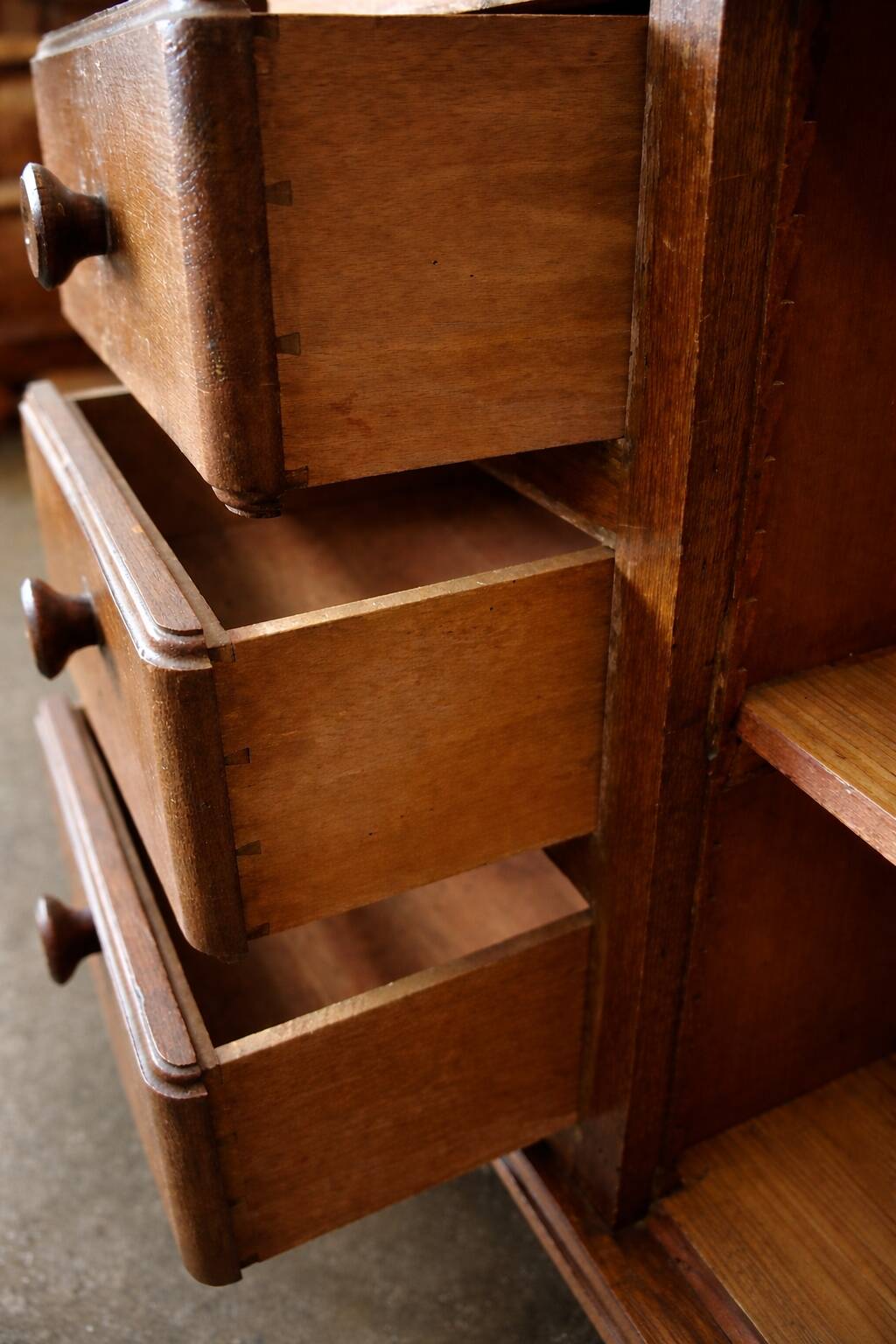 Brutalist oak enfilade, Dudouyt, France, 1940s