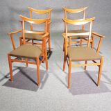 Set of 4 German cow horn dining armchairs by Lübke, 1950s, extremely rare