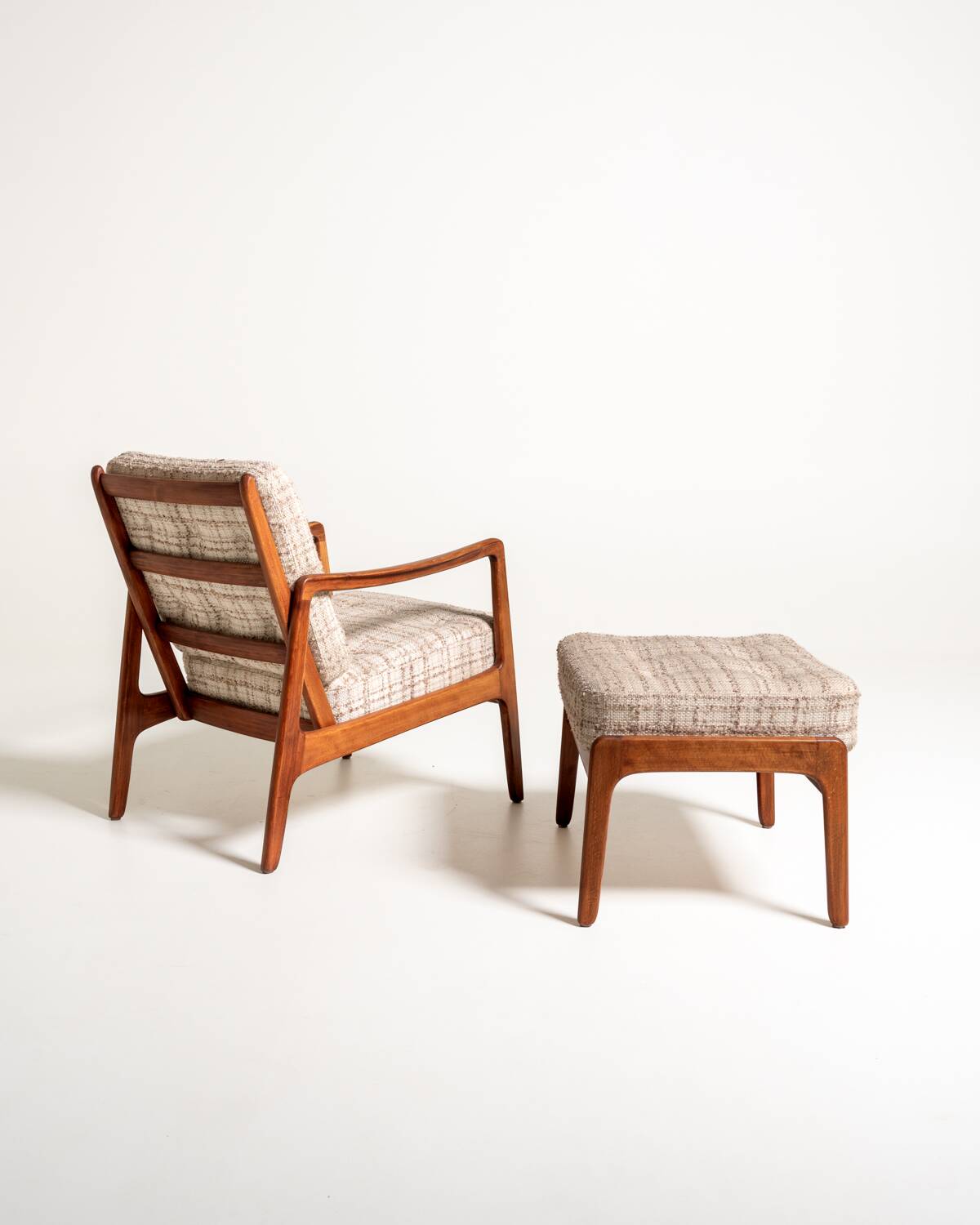 Model 109 Armchair by Ole Wanscher with Footstool, 1950s