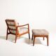Model 109 Armchair by Ole Wanscher with Footstool, 1950s