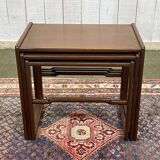 Set of 3 English teak nesting tables from the 1970s