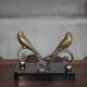 Vintage bookends, brass bird on black marble base, brass animals