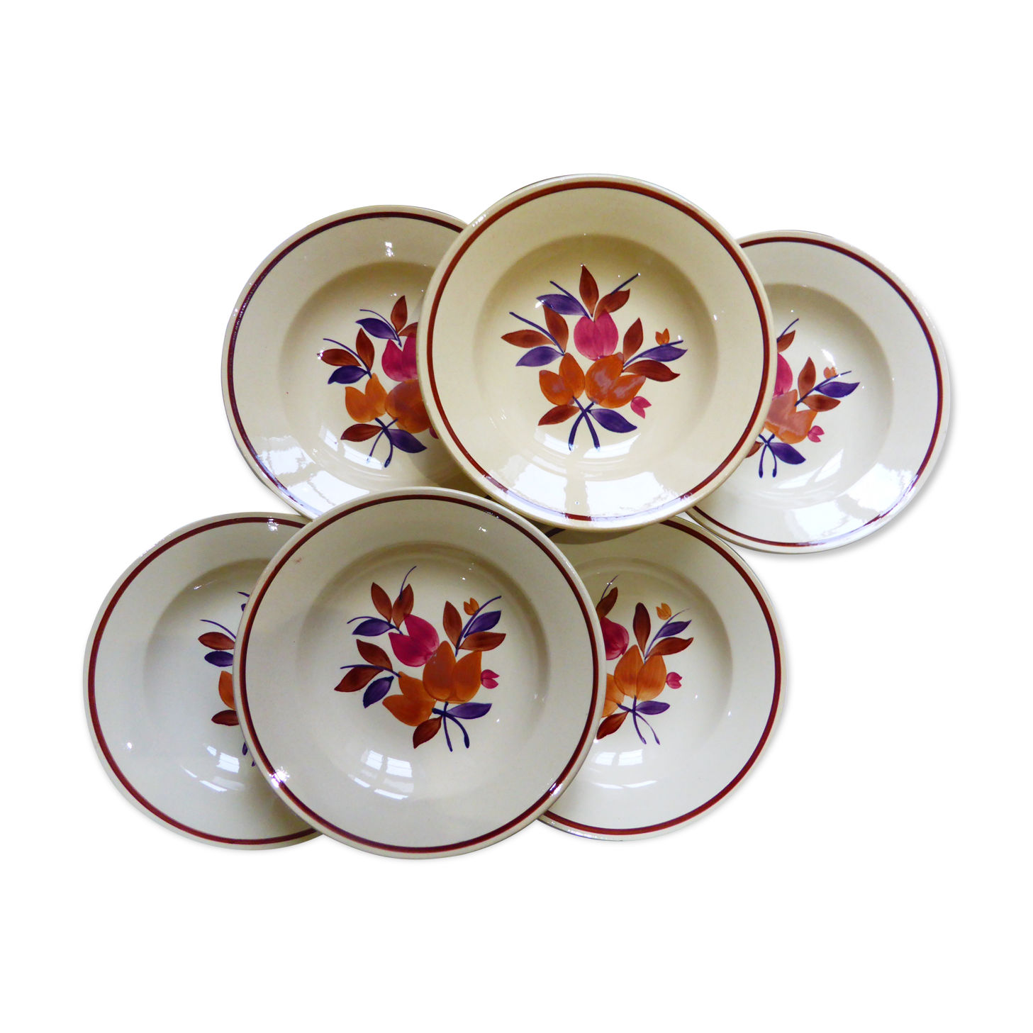 6 vintage hollow plates