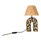 'You' Table Lamp - Cream & Green Swirl