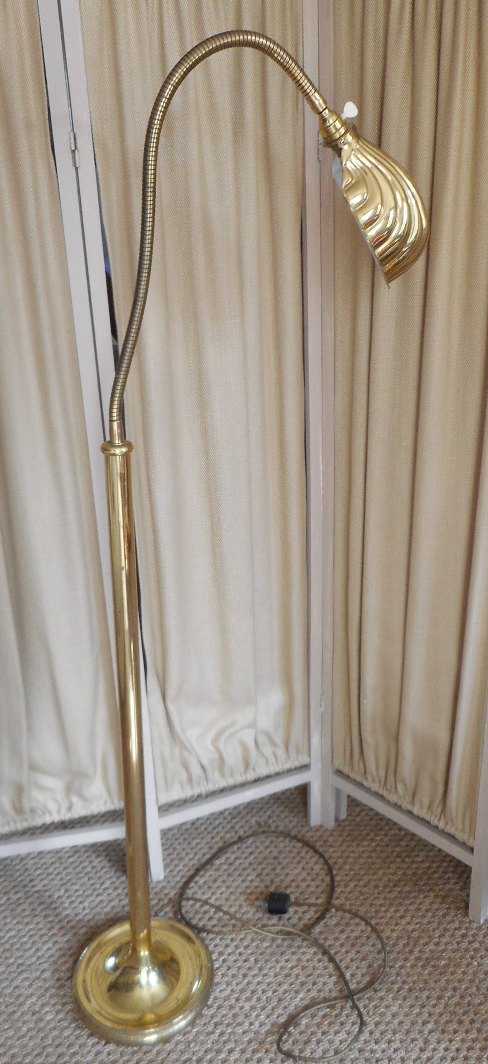 art deco floor lamp in brass shell shape flexible adjustment