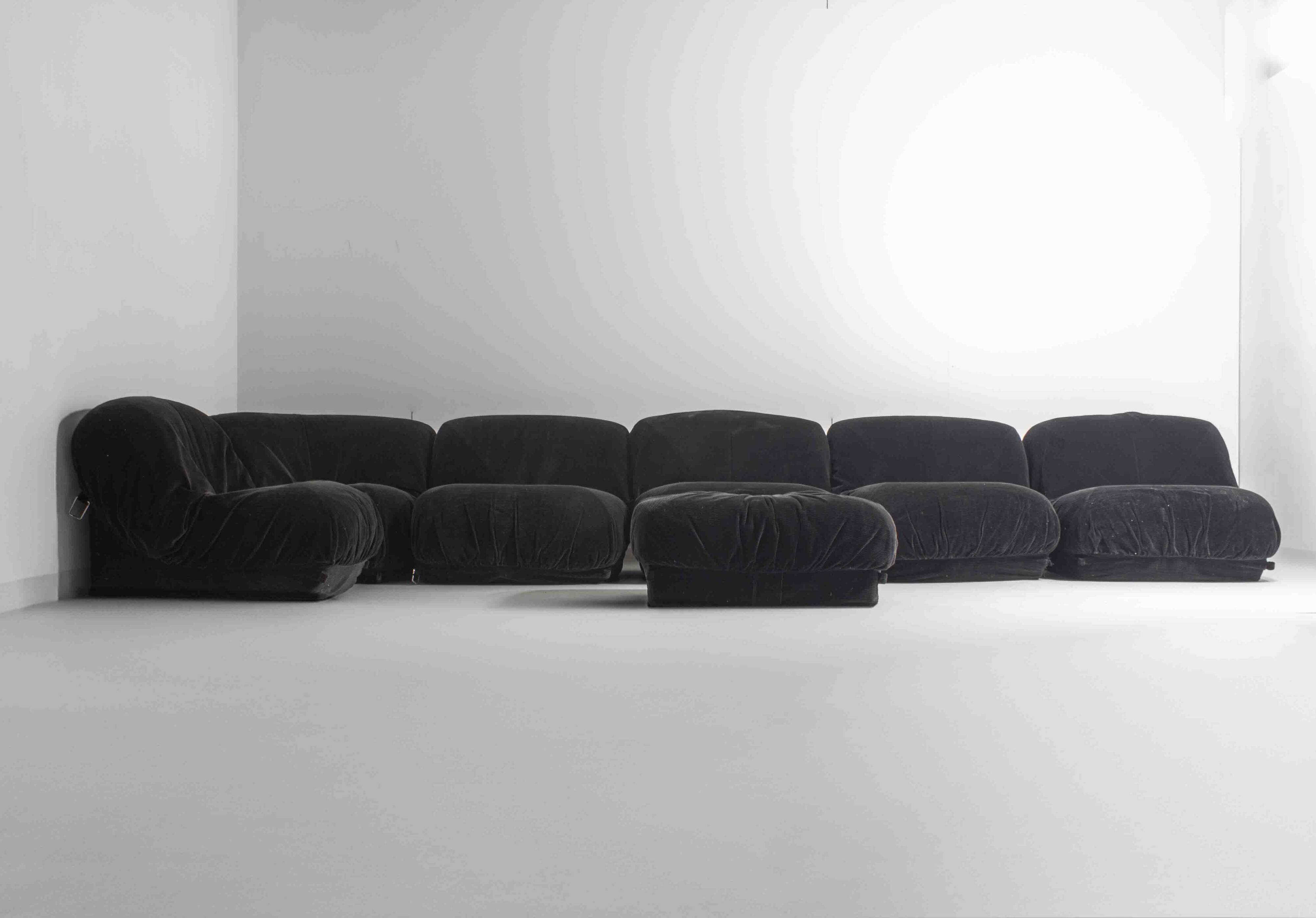 Modular "Patate" sofa in black corduroy velvet by Airborne, France 1970s